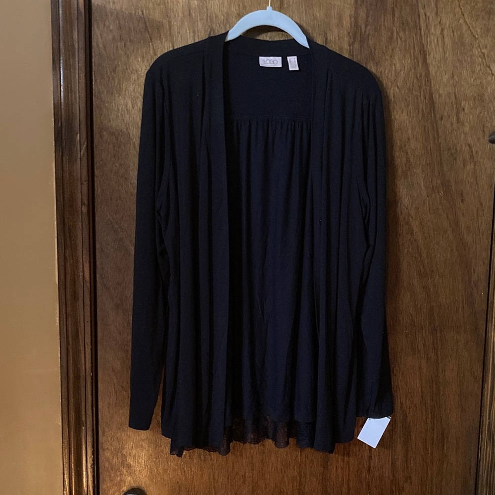 LOGO by Lori Goldstein Black Cardigan